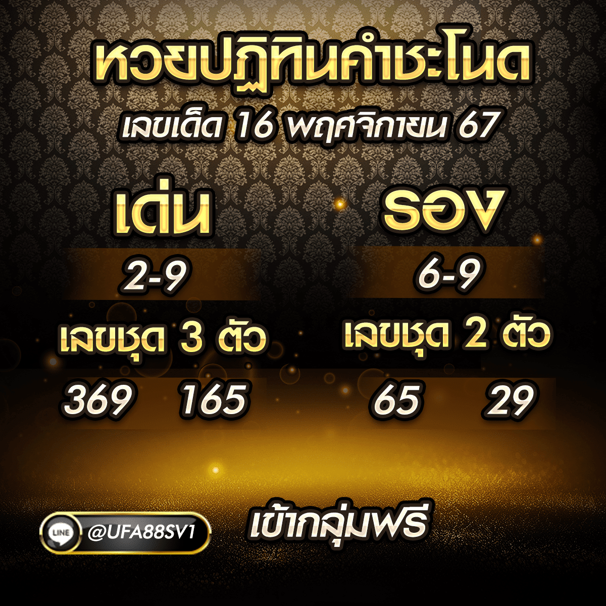 เลขเด็ด 16 พฤศจิกายน 67